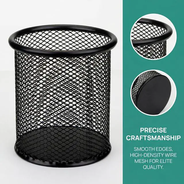 Alt view image 3 of 7 - 12 Pack Metal Pen Holder Wire Mesh Pen Cup Pencil Holder Pencil Cup for Desk Office Pen Organizer, Black