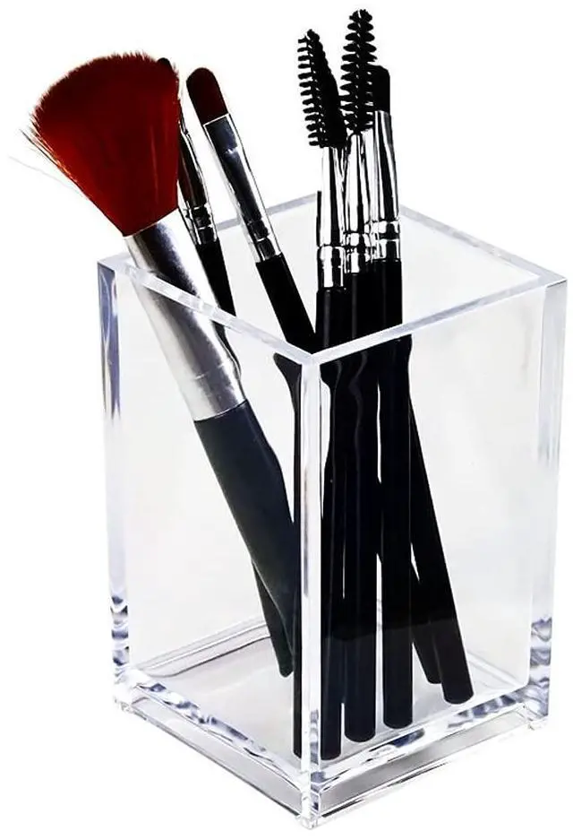 Alt view image 2 of 7 - 2 Pack Clear Acrylic Pencil Pen Holder Cup, Makeup Brush Holder Acrylic Desk Accessories