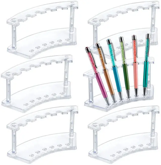 Main image of 6 Pcs Pen Display Stand, 6 Slots Plastic Pen Holder, Clear Pen Display Rack for Craft Shows