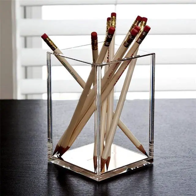 Alt view image 6 of 7 - 2 Pack Clear Acrylic Pencil Pen Holder Cup, Makeup Brush Holder Acrylic Desk Accessories
