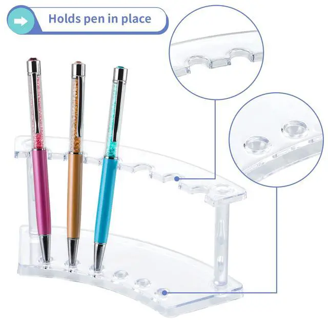 Alt view image 3 of 6 - 6 Pcs Pen Display Stand, 6 Slots Plastic Pen Holder, Clear Pen Display Rack for Craft Shows