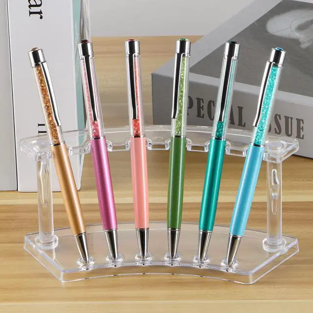 Alt view image 6 of 6 - 6 Pcs Pen Display Stand, 6 Slots Plastic Pen Holder, Clear Pen Display Rack for Craft Shows
