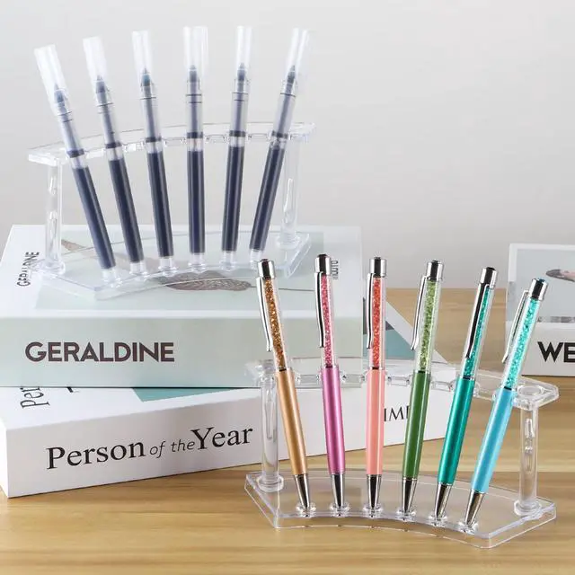 Alt view image 5 of 6 - 6 Pcs Pen Display Stand, 6 Slots Plastic Pen Holder, Clear Pen Display Rack for Craft Shows