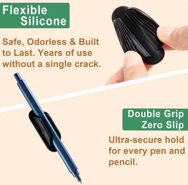 Alt view image 2 of 7 - 10 Pack Adhesive Pencil Holder for Desk, Silicone Pen Holder for Wall, Clipboard & Laptop with 15 Upgraded Sticky Pads, Rugged Grip Pencil Holders for Classroom Teacher Essentials (Black)