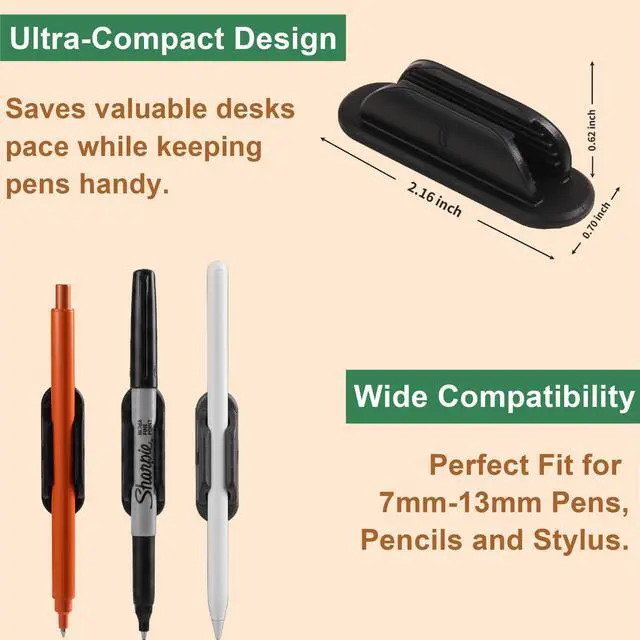 Alt view image 7 of 7 - 10 Pack Adhesive Pencil Holder for Desk, Silicone Pen Holder for Wall, Clipboard & Laptop with 15 Upgraded Sticky Pads, Rugged Grip Pencil Holders for Classroom Teacher Essentials (Black)