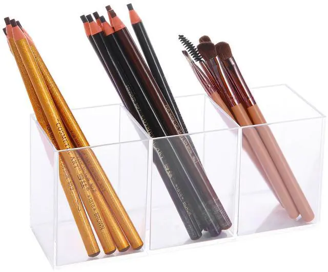 Alt view image 4 of 7 - Clear Acrylic Silverware & Pen Organizer Caddy, Transparent Plastic Silverware Holder, Perfect for Office, Bedroom, and Bathroom Storage