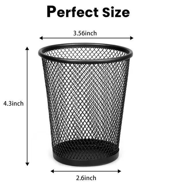 Alt view image 2 of 7 - Mesh Pencil Holder Metal Pen Cup Black for Desk, 6 Pack Office Desk Organizer for Business, School & Home