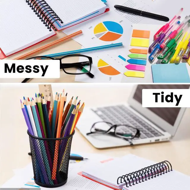 Alt view image 3 of 7 - Mesh Pencil Holder Metal Pen Cup Black for Desk, 6 Pack Office Desk Organizer for Business, School & Home