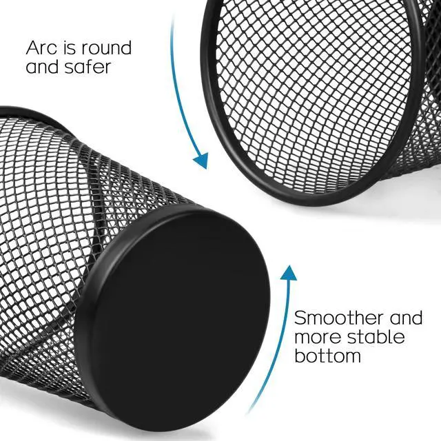 Alt view image 4 of 7 - Mesh Pencil Holder Metal Pen Cup Black for Desk, 6 Pack Office Desk Organizer for Business, School & Home