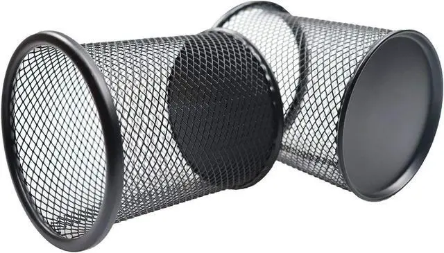 Alt view image 2 of 7 - Pen Holder Mesh Pencil Holder Metal Pen Holder Cup Pencil Cup Holder for Desk Office Pen Organizer Black, 4 Pack