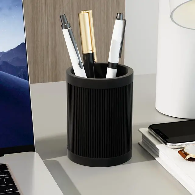 Alt view image 3 of 7 - Aesthetic Pen Holder For Desk, Modern Silicone Pencil Holder, Stylish Office Desk Decor, Made of 5 mm Thickened Premium Silicone, Office Desk Organizer And Accessories (Black)