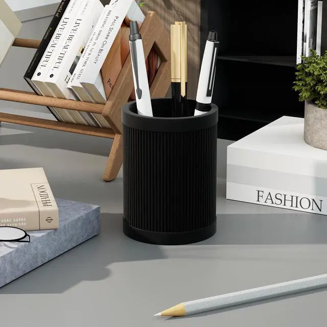 Alt view image 5 of 7 - Aesthetic Pen Holder For Desk, Modern Silicone Pencil Holder, Stylish Office Desk Decor, Made of 5 mm Thickened Premium Silicone, Office Desk Organizer And Accessories (Black)