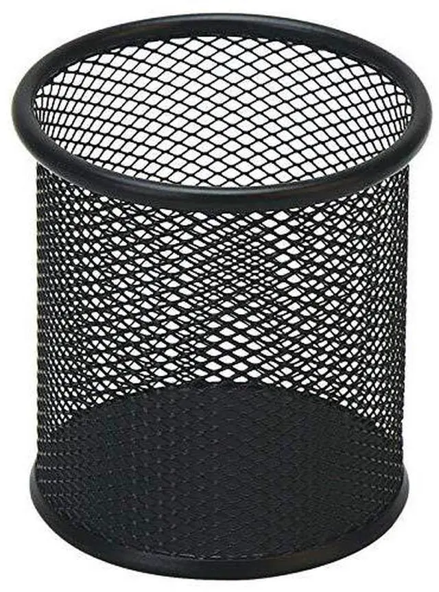 Main image of Black Pen Holder Cup for Desk, Pencil Cup Holder, Black Wire Mesh Pen Cup for Desk Office Pen Organizer
