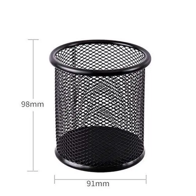 Alt view image 5 of 6 - Black Pen Holder Cup for Desk, Pencil Cup Holder, Black Wire Mesh Pen Cup for Desk Office Pen Organizer
