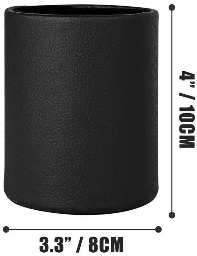Alt view image 3 of 7 - Pen Pencil Holder Cup Container PU Leather Desk Organizer Stand Decor Brush Scissor Holder Decoration Office Desk Home School (3.3" x 3.3" x 4", Black)
