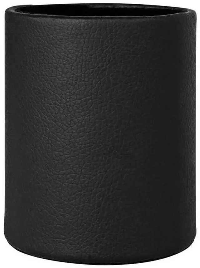 Alt view image 7 of 7 - Pen Pencil Holder Cup Container PU Leather Desk Organizer Stand Decor Brush Scissor Holder Decoration Office Desk Home School (3.3" x 3.3" x 4", Black)
