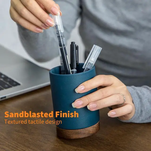 Alt view image 3 of 6 - Pen Holder for Desk, Ceramic Pencil Organizer & Makeup Brush Holder, Office Decor and Desk AccessoriesPerfect Office Organization,Teacher Supplies(Royal Blue, Set / 1)