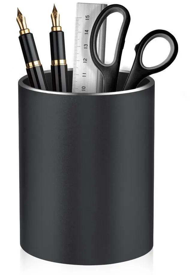 Main image of Pen Holder Pencil Holder for Desk, Metal desk pen holder, Makeup Brush Holder, pencil cup, pen organizer for desk, for Office, School, Home, and Kids 3.9×3.14inch (Black)