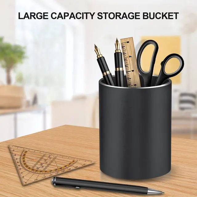 Alt view image 4 of 7 - Pen Holder Pencil Holder for Desk, Metal desk pen holder, Makeup Brush Holder, pencil cup, pen organizer for desk, for Office, School, Home, and Kids 3.9×3.14inch (Black)
