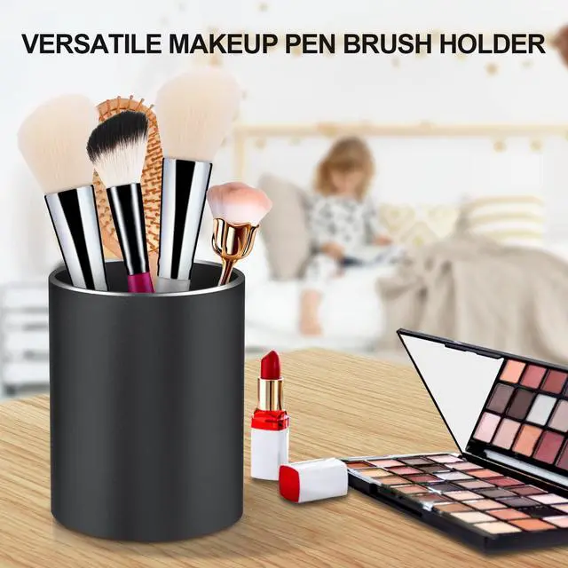 Alt view image 6 of 7 - Pen Holder Pencil Holder for Desk, Metal desk pen holder, Makeup Brush Holder, pencil cup, pen organizer for desk, for Office, School, Home, and Kids 3.9×3.14inch (Black)