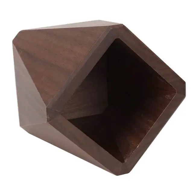 Alt view image 7 of 7 - Black Walnut Wooden Pencil Box, Multiple-Use Desk Writing Stationary Organizer Wood Pen Holder Cups Office School Supplies Storage (Prismatic Shape)