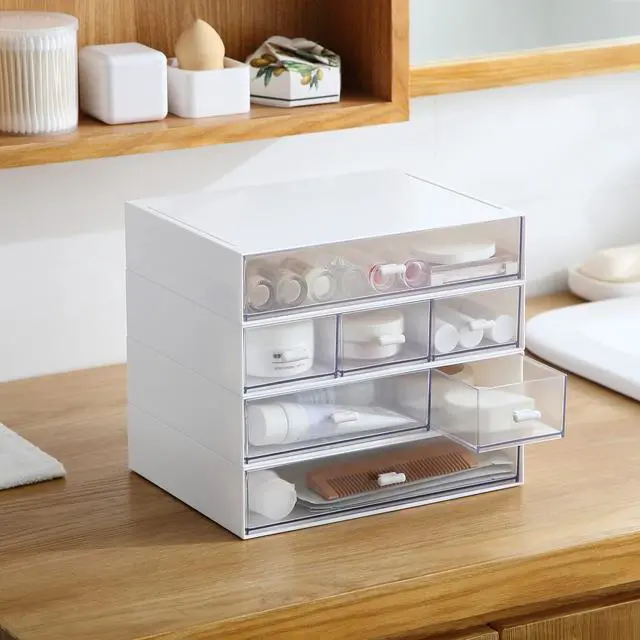 Alt view image 6 of 7 - Desk Organizer with 6 Drawers, Makeup Organizer, Plastic Cosmetic Organizer, Bathroom Organization Boxes, Desktop Storage Box(White)