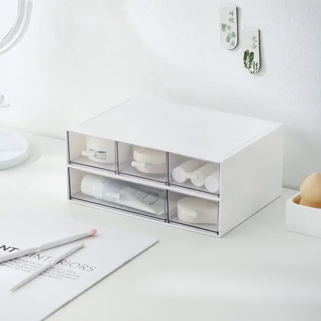 Alt view image 7 of 7 - Desk Organizer with 6 Drawers, Makeup Organizer, Plastic Cosmetic Organizer, Bathroom Organization Boxes, Desktop Storage Box(White)