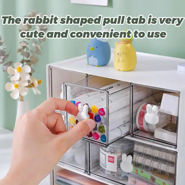 Alt view image 5 of 7 - Plastic Desk Organizer with Drawers,Desktop Organizer Drawers Storage,3 Tier Drawer Organizer with 6 Drawers,Stackable Storage Drawers for Office H 6.5in