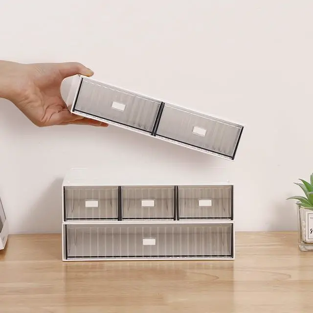 Alt view image 5 of 6 - Desk Organizer Stackable Storage with 6 Drawers Stackable Drawers for Desk Storage, Makeup Storage Accessories, Desktop Accessories with Drawers, White