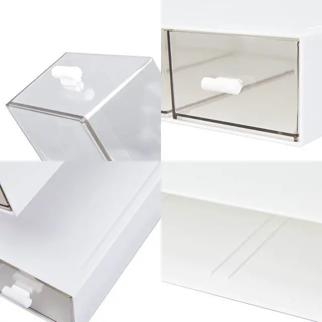 Alt view image 4 of 7 - Desk Organizer with 4 Drawers, Clear Plastic Desk Storage Box, Desktop Organization for Office Supplies, Gel Pens, Pencils, Markers, Tape, Erasers, Paperclips, Chargers (White-4 Draws)
