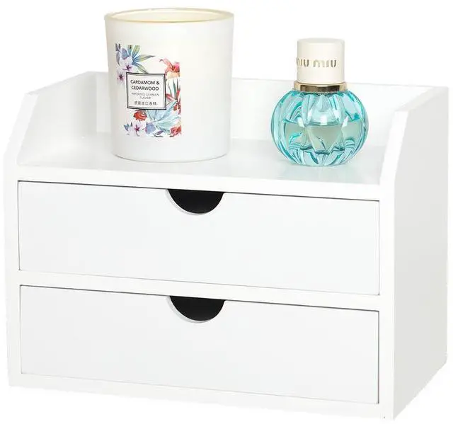 Main image of Wooden Organizer Mini Desk Drawer Tabletop Office Supplies Desk Accessories for Office or Home White (2 Drawers)
