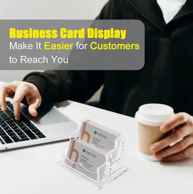 Alt view image 4 of 7 - Business Card Holder for Desk 2 Tier 2 Slots, Clear Acrylic Business Card Display Stand for Women and Men, Organize 100 Cards-1 Pack (2 Slots-H)