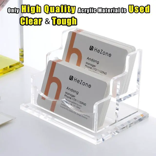 Alt view image 3 of 7 - Business Card Holder for Desk 2 Tier 2 Slots, Clear Acrylic Business Card Display Stand for Women and Men, Organize 100 Cards-1 Pack (2 Slots-H)