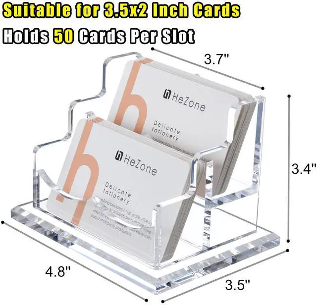 Alt view image 7 of 7 - Business Card Holder for Desk 2 Tier 2 Slots, Clear Acrylic Business Card Display Stand for Women and Men, Organize 100 Cards-1 Pack (2 Slots-H)