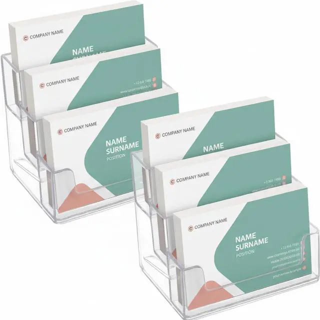 Main image of 2 Pieces Business Card Holder for Desk 3 Tiers Clear Acrylic Stand for Business Card Organizer Storage Holder Display for Office and Company, 180 Cards Capacity