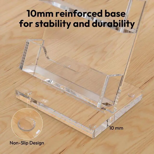 Alt view image 3 of 7 - Acrylic Business Card Holder 2 Slots - Double Capacity Business Card Stand for Desk, 2 Tier Clear Gift Card Display for Office, Event, Exhibition