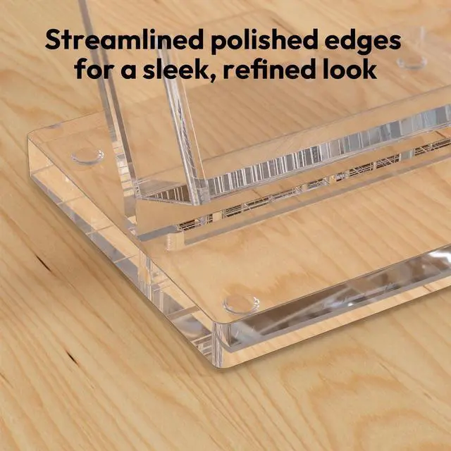 Alt view image 4 of 7 - Acrylic Business Card Holder 2 Slots - Double Capacity Business Card Stand for Desk, 2 Tier Clear Gift Card Display for Office, Event, Exhibition