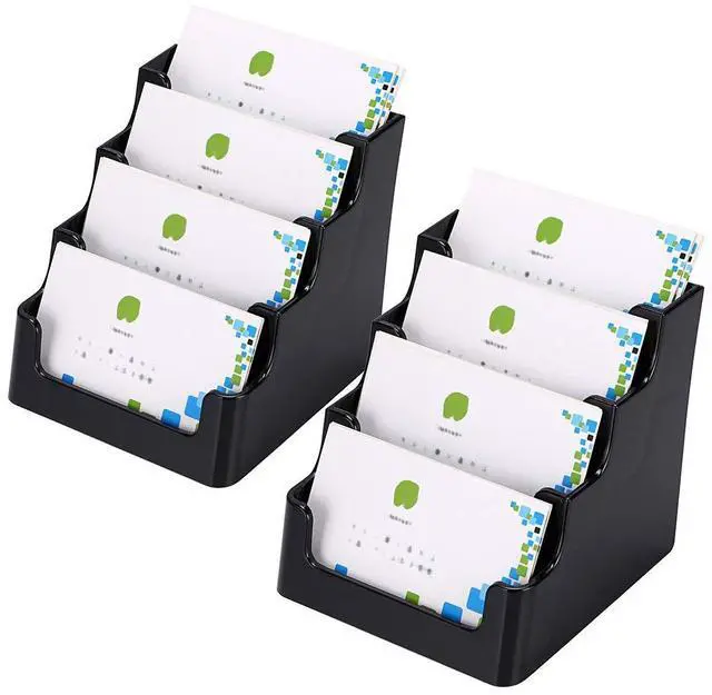 Main image of 2 Packs 4-Tier Acrylic Business card Holder Stand Clear Desktop Index Card Filing Card Holder Diaplay