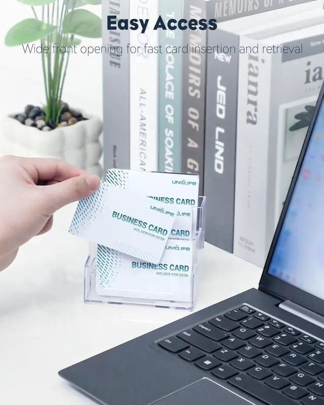Alt view image 5 of 7 - Acrylic Business Card Holder for Desk 3 Slots Clear Business Card Display Stand for Men & Women Desktop Business Card Organizer Card Stand for Office Home Exhibition, 180 Card Capacity