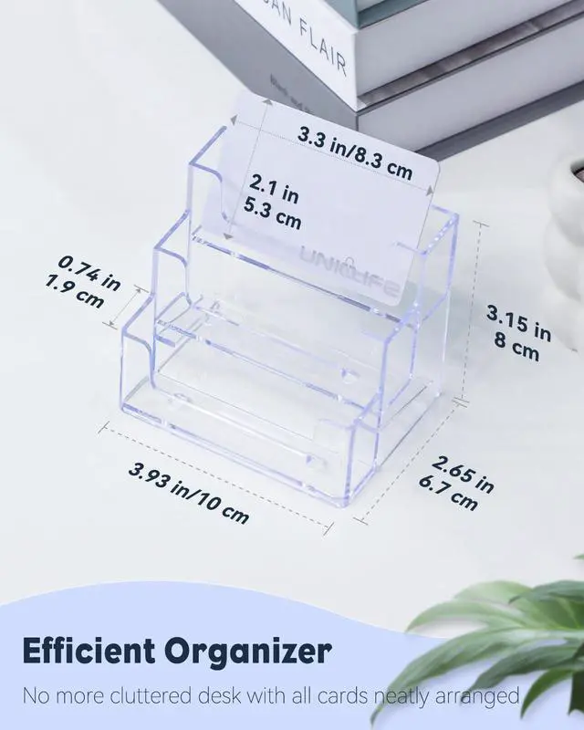 Alt view image 6 of 7 - Acrylic Business Card Holder for Desk 3 Slots Clear Business Card Display Stand for Men & Women Desktop Business Card Organizer Card Stand for Office Home Exhibition, 180 Card Capacity