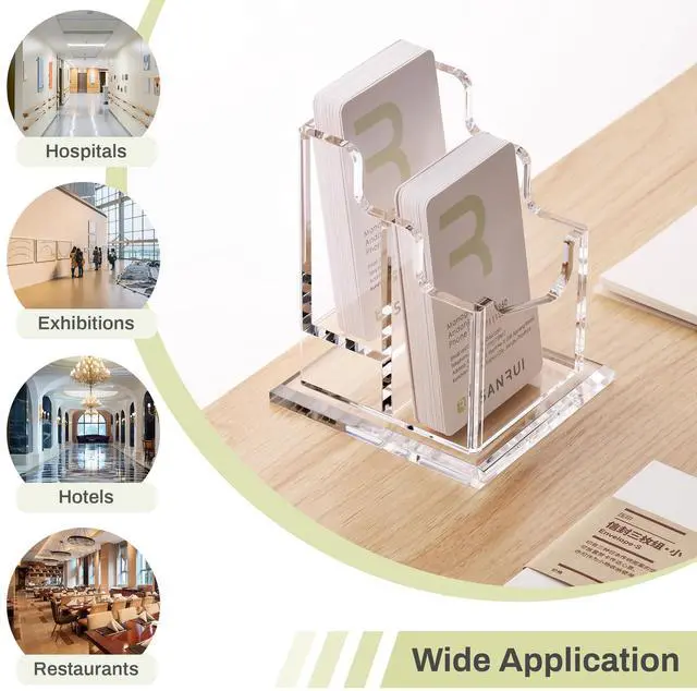 Alt view image 7 of 7 - Vertical Business Card Holder - 2 Tier Acrylic Clear Desktop Display Stand for Office, Home & Exhibition - Sleek Design, Durable, Easy Access,Professional Card Storage, 2 Slots