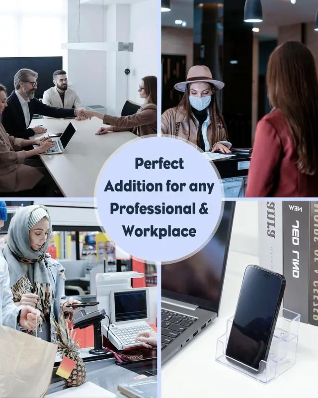 Alt view image 7 of 7 - Acrylic Business Card Holder for Desk 3 Slots Clear Business Card Display Stand for Men & Women Desktop Business Card Organizer Card Stand for Office Home Exhibition, 180 Card Capacity