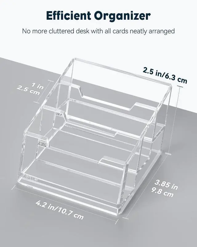 Alt view image 2 of 7 - Acrylic Business Card Holder for Desk 3 Slots Clear Business Card Display Stand for Men & Women Desktop Business Card Organizer Card Stand for Office Home Exhibition, 180 Card Capacity