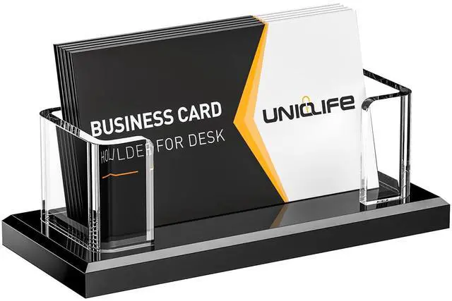Main image of Acrylic Business Card Holder for Desk 1 Slot Clear Horizontal Business Card Stand for Men & Women Desktop Name Card Display Stand Card Organizer for Office Home Exhibition, 60 Card Capacity