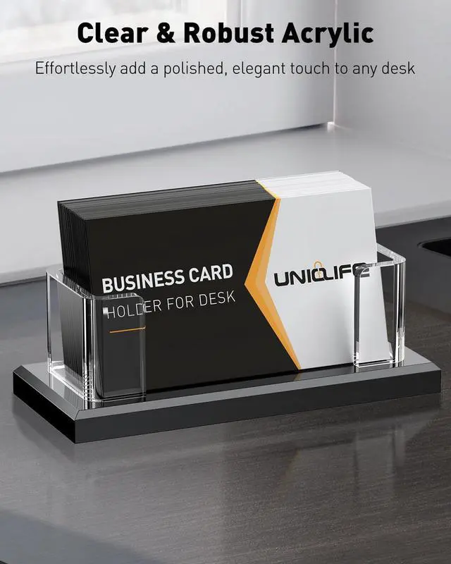 Alt view image 2 of 7 - Acrylic Business Card Holder for Desk 1 Slot Clear Horizontal Business Card Stand for Men & Women Desktop Name Card Display Stand Card Organizer for Office Home Exhibition, 60 Card Capacity