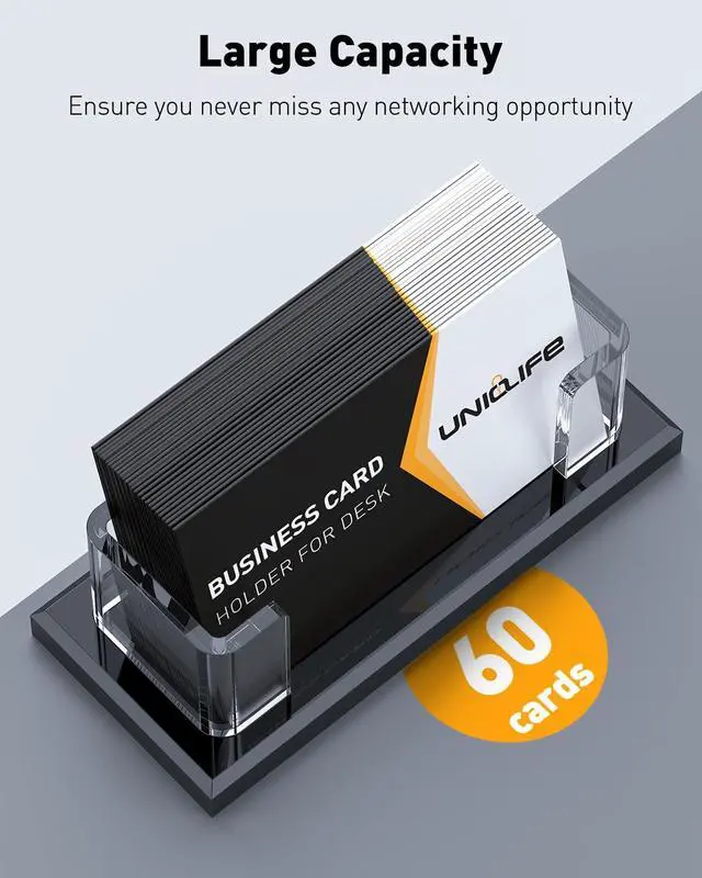 Alt view image 3 of 7 - Acrylic Business Card Holder for Desk 1 Slot Clear Horizontal Business Card Stand for Men & Women Desktop Name Card Display Stand Card Organizer for Office Home Exhibition, 60 Card Capacity