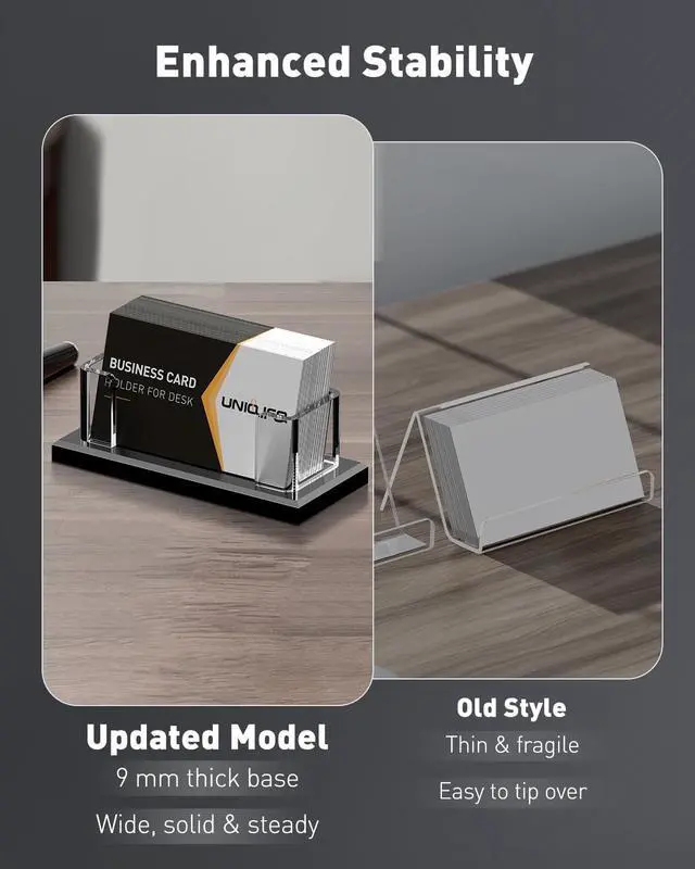 Alt view image 4 of 7 - Acrylic Business Card Holder for Desk 1 Slot Clear Horizontal Business Card Stand for Men & Women Desktop Name Card Display Stand Card Organizer for Office Home Exhibition, 60 Card Capacity