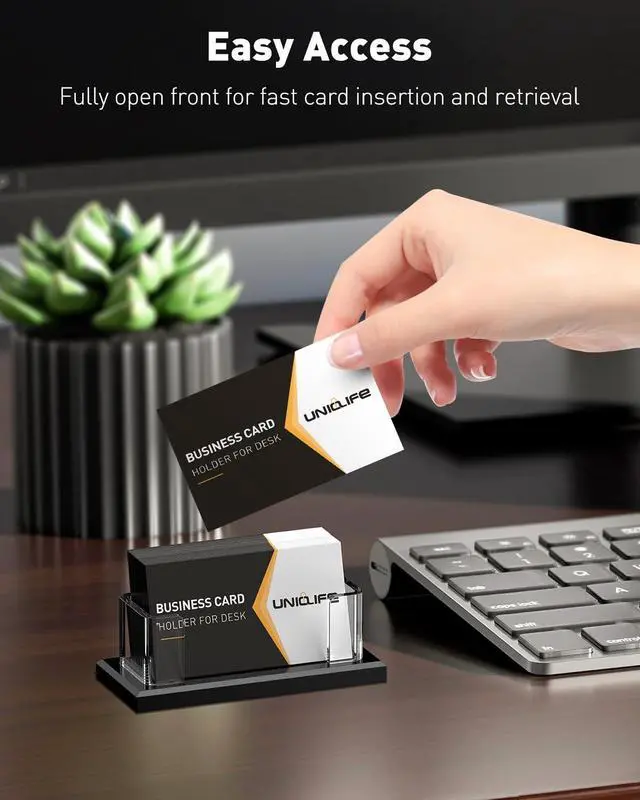 Alt view image 5 of 7 - Acrylic Business Card Holder for Desk 1 Slot Clear Horizontal Business Card Stand for Men & Women Desktop Name Card Display Stand Card Organizer for Office Home Exhibition, 60 Card Capacity