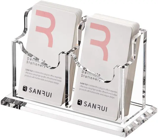 Main image of Vertical Business Card Holder for DeskClear Acrylic Business Card Display Stand2 Slots 1 Tier Holds 100 Cards