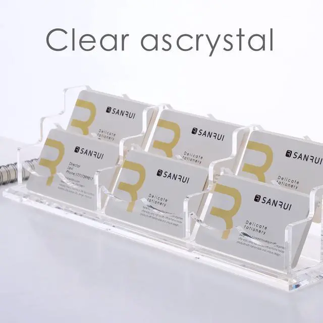 Alt view image 4 of 7 - Acrylic Business Card Display Holder for Desk, Clear Multiple Desktop Business Card Stand Organizer Storage, for Exhibition, Home, Office,2 Tier 6 Pocket, 360 Card Capacity